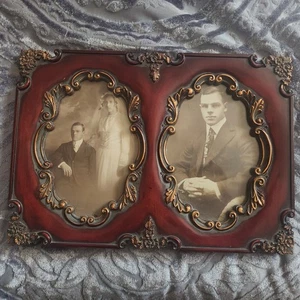 Beautiful 2 Picture Frame Great Shape 2 Antique Pictures in the Frame - Picture 1 of 4