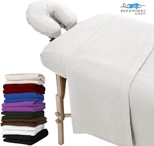 Best SPA Massage Table 100% Double Brushed Cotton Flannel Sheet set 3 pcs White - Picture 1 of 12