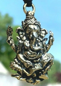 Hindu Gott Lord Ganesh Elefant Gott Ganesha Gold Farbe Messing indisch neue Halskette  - Bild 1 von 2