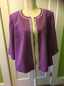 Vintage lila Bluse Jacke Kleid Top Neu mit Etikett Perlenbesatz Gr. 22 einzigartig ausgefallen - Bild 1 von 11