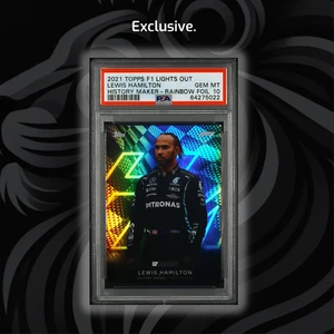 PSA 10 -/5 Lewis Hamilton History Maker - Rainbow Foil -2021 Topps Lights Out F1 - Picture 1 of 3