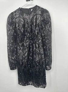 Dress The Population Black Long Sleeve Abstract Sequin Dress Size S - Picture 1 of 6