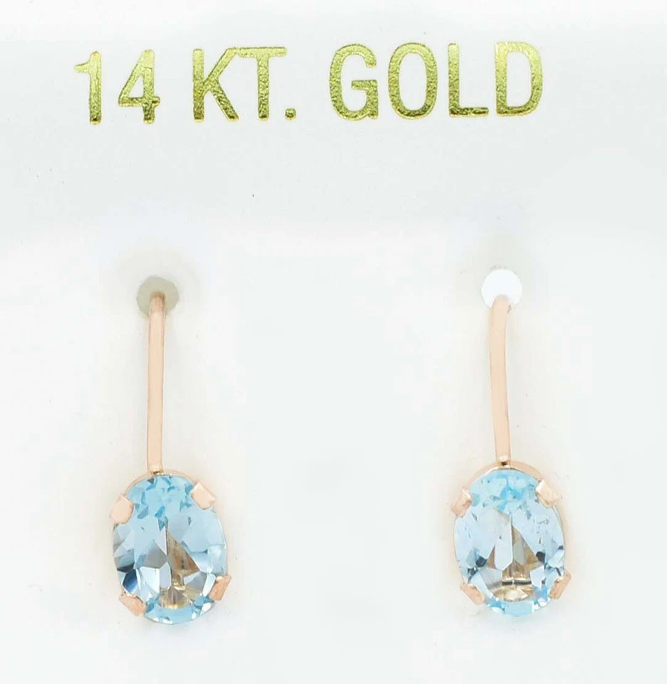 PENDIENTES COLGANTES AGUAMARINA ORIGINALES 1,88 quilates oro rosa 14k - valoración gratuita Foto 1 de 4