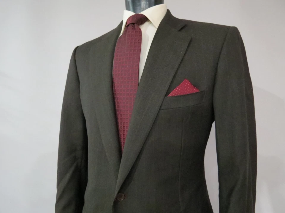 Ermenegildo Zegna wool cashmere blend charcoal forest pin stripe suit 44 L - Image 1 of 4