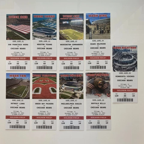 2022 BEARS Customized Replica Season Ticket Stub Any Game Chicago Soldier Field Cover