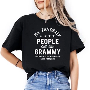 Personalized Grammy T Shirt Custom Mothers Day Gifts With Grandkids Names - Picture 1 of 5