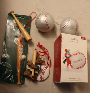 Baseball Christmas Ornament 6 Piece Lot, Kurt Adler, Hallmark - Picture 1 of 5