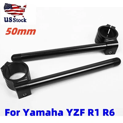 For Yamaha YZF R1 1998-2018 R6 2005-2018 50mm Fork Handle Bar Handlebar Clip-on - Image 1 of 4