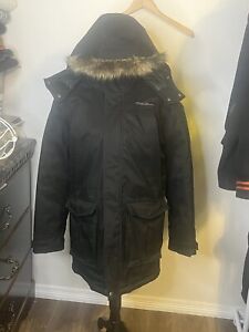 Eddie Bauer Men’s Arctic Winter Faux Fur Hood Goose Down Jacket Size Small