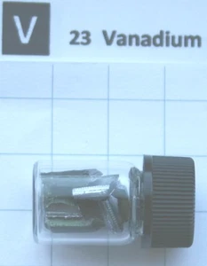 3 gram Vanadium metal 99.8% in glass vial element 23 sample - Picture 1 of 3