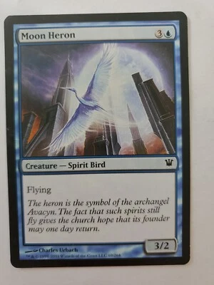 MTG Magic The Gathering Card Moon Heron Creature Spirit Bird Blue Innistrad 2011 - Image 1 of 2