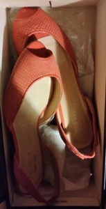 New Talbots Low Heel Sling Back Baked Coral "TORI2" Size 6.5M Wood Wedge - Picture 1 of 3