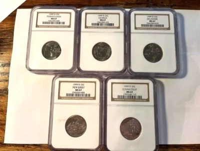 1999-D Statehood Quarters Year Set/5 Coins/NGC MS 67 #22069sh - Image 1 of 4