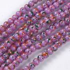 Opaque Bkg Painted Round Glass Beads  Lot Of 5 Strands 4mm Violet  31" Lg 831
