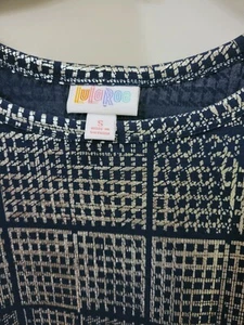 NWT LuLaRoe Elegant Carly Dress Small - Navy with Silver Foil Geometric Overlay - Picture 1 of 5