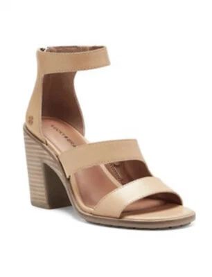 Sandálias de salto bloco de couro marrom/nude Lucky Brand Valka. Tamanho 10. Novo na caixa! - Imagem 1 de 4