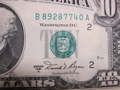 1981A $10 FRN #B89287740A - Image 1 of 4