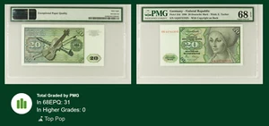 [TOP POP] GERMANY 20 DEUTSCHE MARK 1980 P32 PMG 68 SUPERB GEM UNC EPQ PRE EURO - Picture 1 of 6
