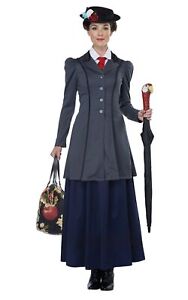 English Nanny Adult Costume Mary Poppins Dress Victorian Movie Womens Halloween
