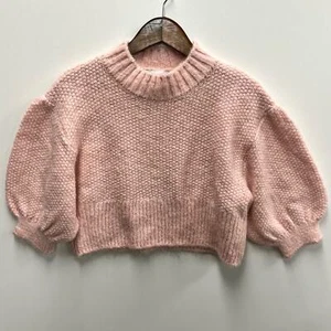 NWT Topshop Crop Balloon Sleeve Knit Sweater Pink Sz 4-6 - Picture 1 of 4