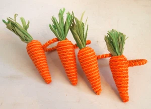 Carrot Napkin Rings Carrots Raffia Orange Set of 4 - Picture 1 of 2