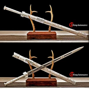 41''Chinese Han Dynasty Jian Long Groove Carbon Steel Double Edge Straight Sword - Picture 1 of 10