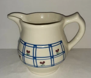 Hartstone Windowpane 32 oz. Pitcher Checks Heart Flowers 5 3/4" - Picture 1 of 4