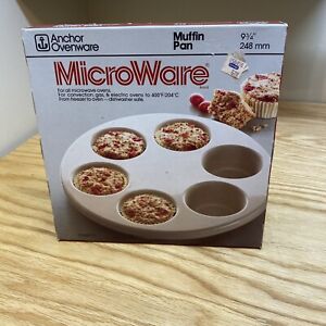 Anchor Ovenware Microware Muffin Pan Original box 1970 Makes 6 Muffins PM447/T1