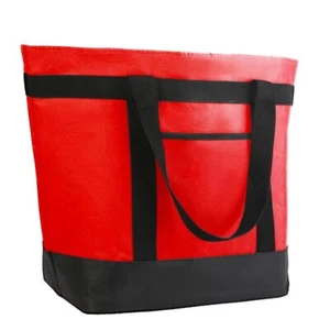 Insulated Reusable Tote Bag for Grocery/Food Delivery, Travel/Beach, Red - Picture 1 of 9