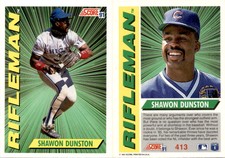 Shawon Dunston 1991 Score Baseball Card 413  Chicago Cubs