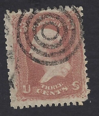 US Stamp, 1868,  Scott #88 , Washington,  E Grill, Used - Image 1 of 2