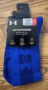 New! Mens Under Armour Playmaker Multi Sport Mid Crew Royal Size: Med 4-8 - Picture 1 of 3