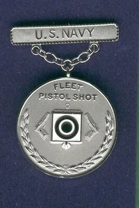 US NAVY FLEET PISTOL SILVER BADGE - Picture 1 of 1