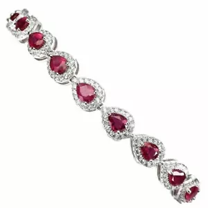 Sterling Silver Bracelet Ruby Genuine Natural Mined Gems Slider 6 to 9 Inch - Picture 1 of 24