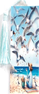 OCEAN BEACHES, SEA GULLS ,BEACH-UNIQUE EXQUISITE LAMINATED BOOKMARK - Foto 1 di 1