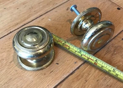 Vintage Brass Door Knobs, Roped Edge B1 - Image 1 of 4