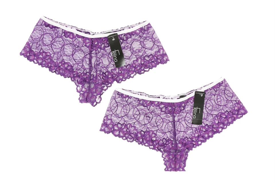 Felina 242140 Womens Underwear 2-Pack Lace Boyshorts Purple Size Large - Image 1 of 2