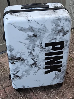 Victoria's Secret Pink Hard Case Gray Marble Spinner Luggage Suitcase - Image 1 of 4