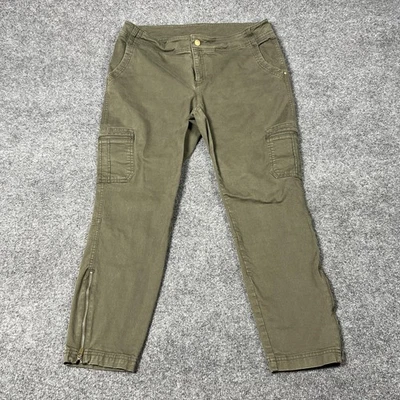 Pantalones cargo Athleta para mujer 14 algodón orgánico oliva elásticos bolsillos con cremallera al tobillo Foto 1 de 4