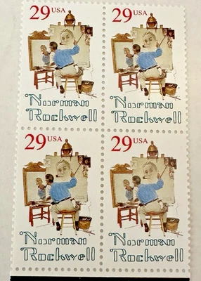 Vintage 1994 US Postage Stamp Norman Rockwell Set of 4 - 29 Cents - MNH - Image 1 of 2