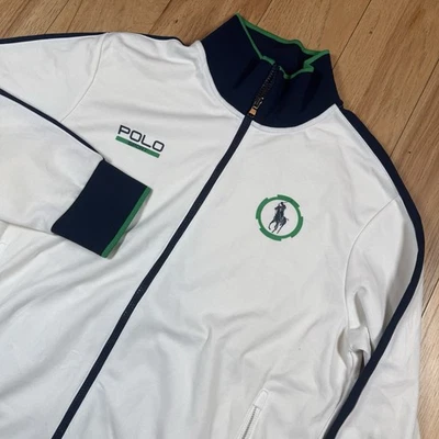 Chaqueta deportiva Polo Ralph Lauren para hombre grande blanca manga larga rendimiento Foto 1 de 4