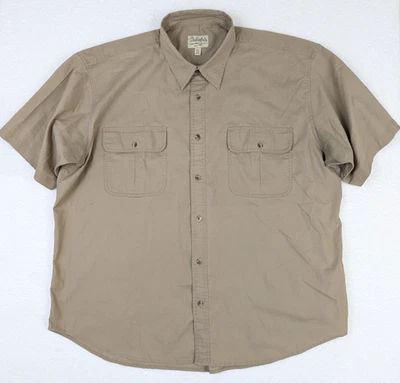 Cabelas Shirt Mens 2XL Tan Khaki Brown Field Safari Short Sleeve Button Up - Image 1 of 4