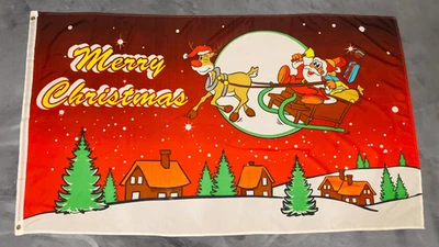 Fahne Flagge Merry Christmas Weihnachten Rentier - 90 x 150 cm - Bild 1 von 3