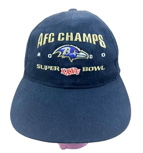 Baltimore Ravens AFC Champs 2000 Super Bowl XXXV Hat Cap Black Strapback Y2K VTG - Picture 1 of 10