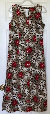 Vtg Miss Dorby Maxi Button Up Shift Dress Size 12 Sleeveless Front Slits - Image 1 of 4