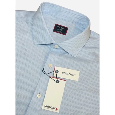 UNTUCKit Richards Wrinkle Free Shirt Mens XL Blue Geometric Button Down L/S - Image 1 of 4