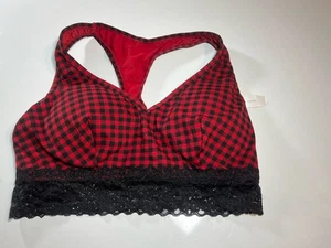 Neu mit Etikett - Maurices BH - Größe Small SCHWARZ rot kariert Spitze Baumwollmischung - Bild 1 von 12