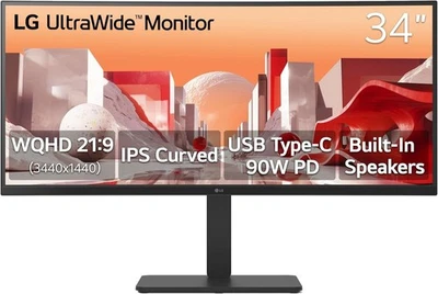 NEW LG UltraWide 34WQ60C-B 34'' 3440 x 1440 QHD IPS HDR Curved Monitor 34U65ZA-B - Image 1 of 4