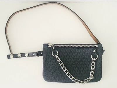 Riñonera Michael Kors Logo PVC Tirar Cadena Cinturón Talla Pequeña Cinturón Negro  Foto 1 de 4