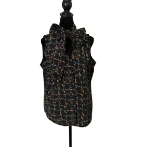 Yves St. Clair Bow Tie Neck Blouse Women 12 P Black Floral Feminine Retro VTG - Picture 1 of 9